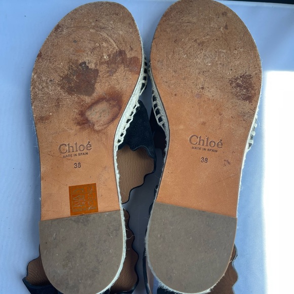 Chole Laurent Scalloped Suede espadrille Sandals - Picture 7 of 8